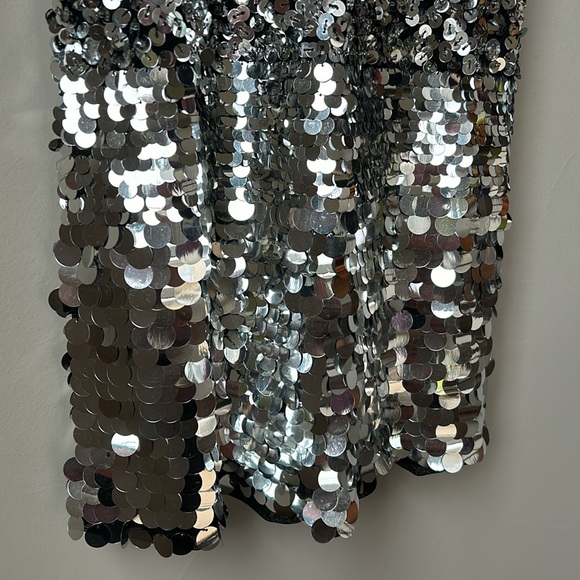 SHULAMI NWT silver sequin & bedazzled party dress size L - Picture 2 of 7